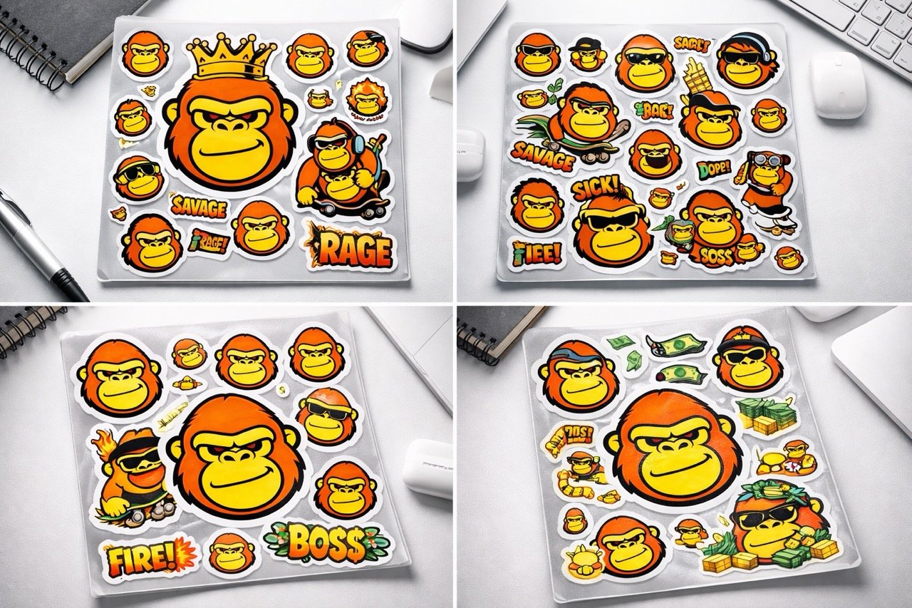 Custom kiss-cut sticker sheets with multiple designs