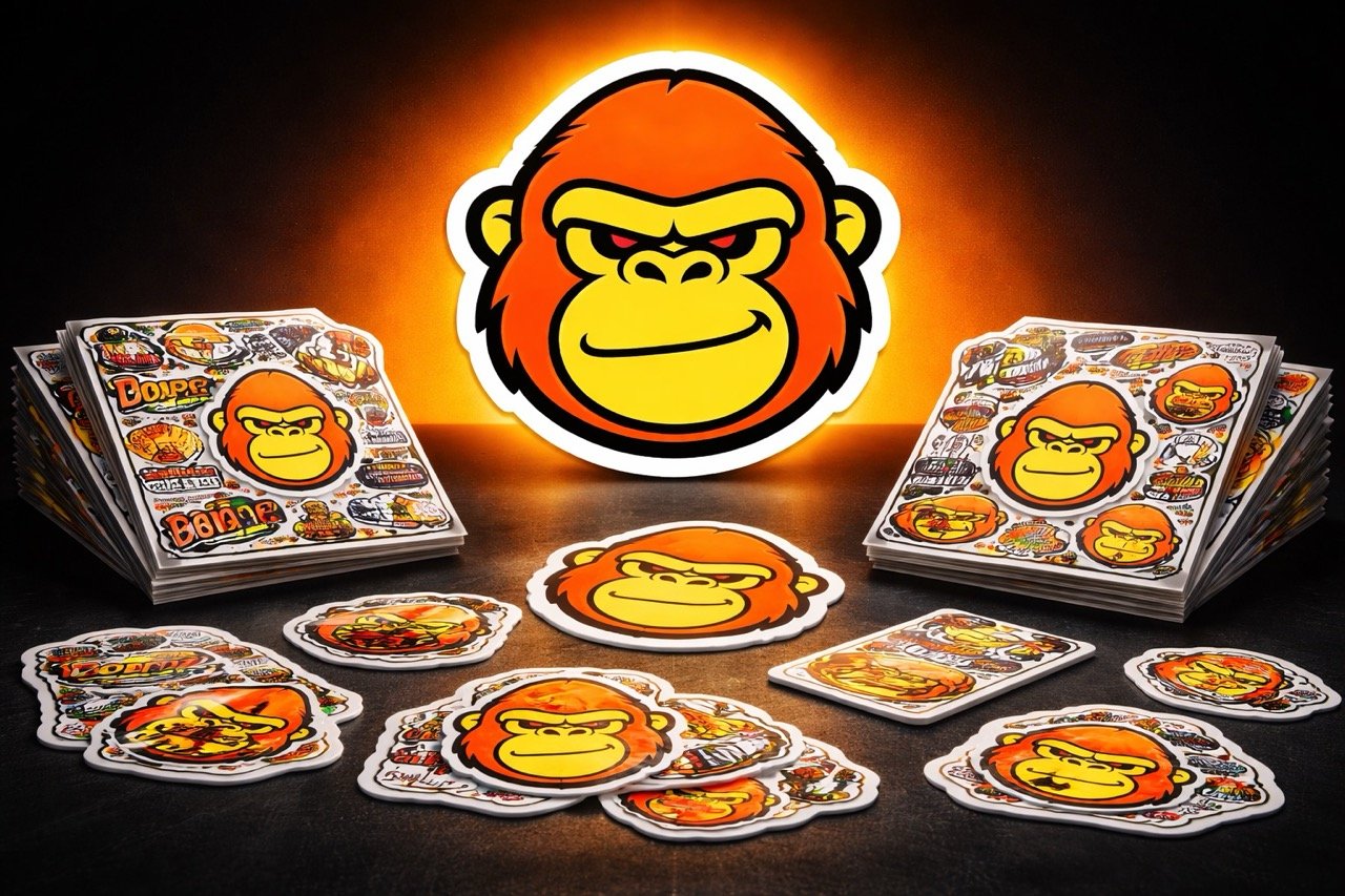Stacks of custom printed vinyl stickers